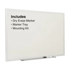 Quill Brand® Standard Durable Melamine Dry-Erase Whiteboard, Aluminum Frame, 3' X 2' (28339-CC)
