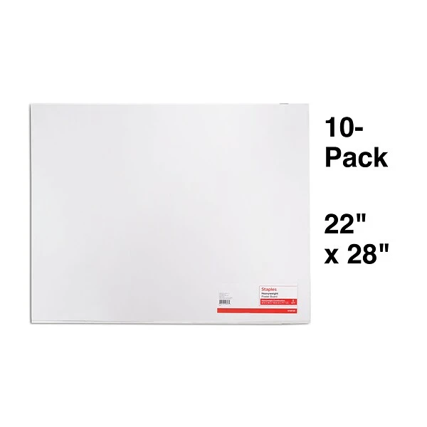 Staples Poster Boards, 10-Pack, White, 22" X 28" (MMK04500S) 1 Staples Poster Boards, 10-Pack, White, 22" X 28" (MMK04500S)
