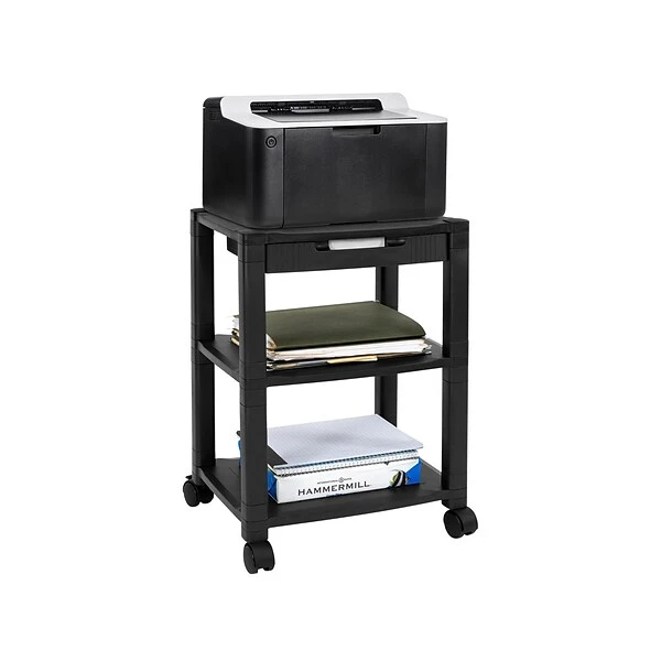 Mount-It! 3-Shelf Plastic/Poly Mobile Utility Cart With Lockable Wheels, Black (MI-7855A) 1 Mount-It! 3-Shelf Plastic/Poly Mobile Utility Cart With Lockable Wheels, Black (MI-7855A)
