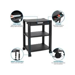 Mount-It! 3-Shelf Plastic/Poly Mobile Utility Cart With Lockable Wheels, Black (MI-7855A) 9 Mount-It! 3-Shelf Plastic/Poly Mobile Utility Cart With Lockable Wheels, Black (MI-7855A) -Prepa Furniture Shop sp106467441 s7