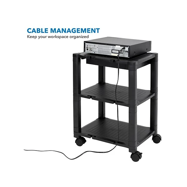 Mount-It! 3-Shelf Plastic/Poly Mobile Utility Cart With Lockable Wheels, Black (MI-7855A) 5 Mount-It! 3-Shelf Plastic/Poly Mobile Utility Cart With Lockable Wheels, Black (MI-7855A) - Image 5