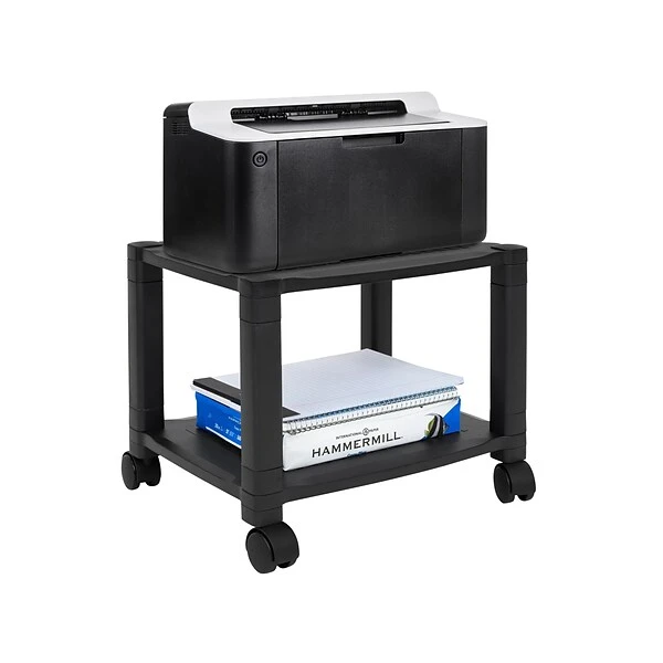 Mount-It! 2-Shelf Plastic/Poly Mobile Utility Cart With Lockable Wheels, Black (MI-7854A) 1 Mount-It! 2-Shelf Plastic/Poly Mobile Utility Cart With Lockable Wheels, Black (MI-7854A)