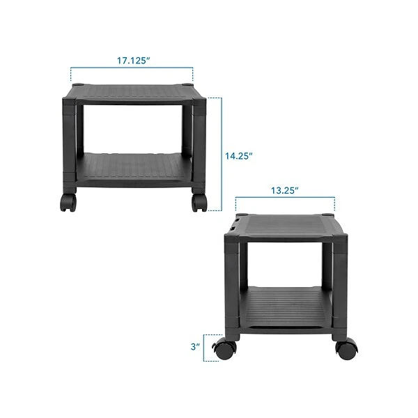 Mount-It! 2-Shelf Plastic/Poly Mobile Utility Cart With Lockable Wheels, Black (MI-7854A) 2 Mount-It! 2-Shelf Plastic/Poly Mobile Utility Cart With Lockable Wheels, Black (MI-7854A) - Image 2