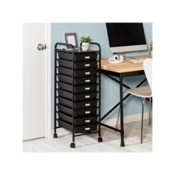 Honey-Can-Do Metal Mobile Utility Cart With Lockable Wheels, Black (CRT-08654)