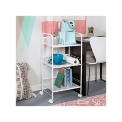Honey-Can-Do 3-Shelf Metal Mobile Utility Cart With Lockable Wheels, White (CRT-08581) -Prepa Furniture Shop sp110991655 s7