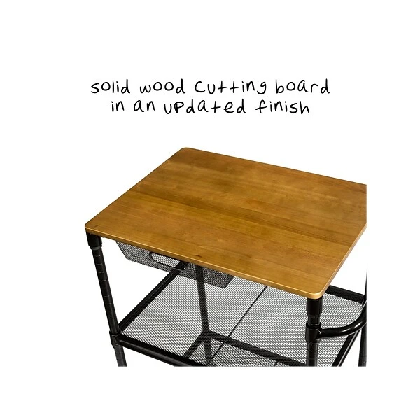 Honey-Can-Do Kitchen 2-Shelf Metal Mobile Kitchen Cart With Lockable Wheels, Matte Black/Brown (CRT-08456) 3 Honey-Can-Do Kitchen 2-Shelf Metal Mobile Kitchen Cart With Lockable Wheels, Matte Black/Brown (CRT-08456) - Image 3