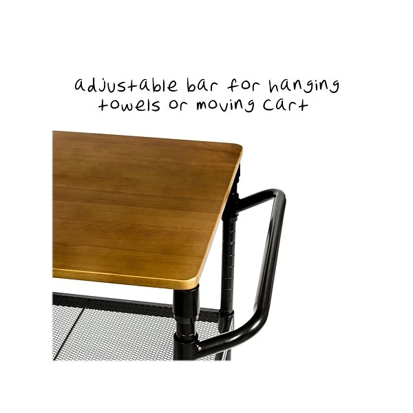 Honey-Can-Do Kitchen 2-Shelf Metal Mobile Kitchen Cart With Lockable Wheels, Matte Black/Brown (CRT-08456) 4 Honey-Can-Do Kitchen 2-Shelf Metal Mobile Kitchen Cart With Lockable Wheels, Matte Black/Brown (CRT-08456) - Image 4