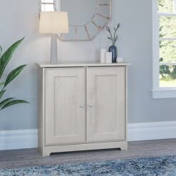 Bush Furniture Cabot 30.2" Storage Cabinet With 2 Shelves, Linen White Oak (WC31198)