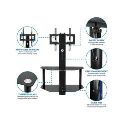 Mount-It! Steel Pedestal TV Stand, Screens Up To 55", Black (MI-1860)