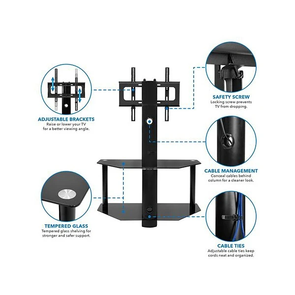 Mount-It! Steel Pedestal TV Stand, Screens Up To 55", Black (MI-1860) 1 Mount-It! Steel Pedestal TV Stand, Screens Up To 55", Black (MI-1860)