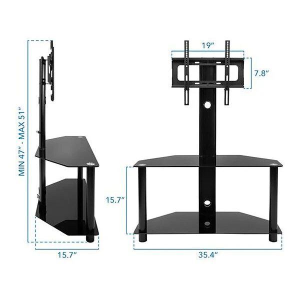 Mount-It! Steel Pedestal TV Stand, Screens Up To 55", Black (MI-1860) 2 Mount-It! Steel Pedestal TV Stand, Screens Up To 55", Black (MI-1860) - Image 2