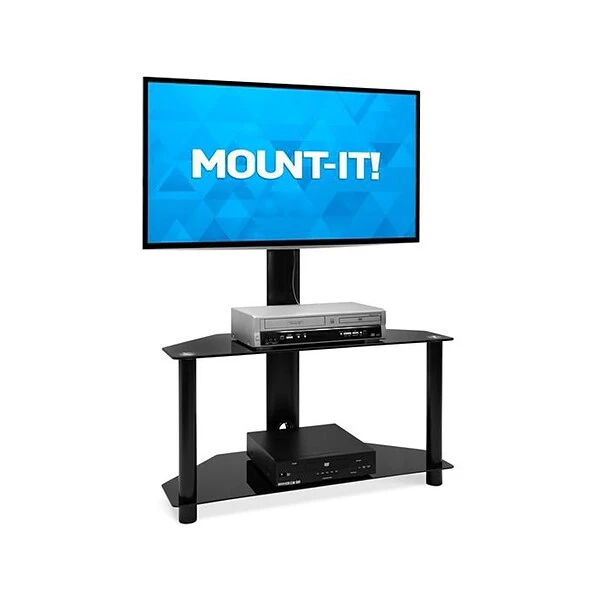 Mount-It! Steel Pedestal TV Stand, Screens Up To 55", Black (MI-1860) 6 Mount-It! Steel Pedestal TV Stand, Screens Up To 55", Black (MI-1860) - Image 6