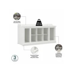 Kathy Ireland® Home By Bush Furniture Woodland 21" Shoe Storage Bench And Coat Rack With 12 Shelves, White Ash (WDL004WAS) 9 Kathy Ireland® Home By Bush Furniture Woodland 21" Shoe Storage Bench And Coat Rack With 12 Shelves, White Ash (WDL004WAS) -Prepa Furniture Shop sp117517650 s7