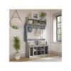 Kathy Ireland® Home By Bush Furniture Woodland 32" Shoe Storage Bench And Coat Rack With 12 Shelves, Cape Cod Gray (WDL010CG)