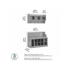 Kathy Ireland® Home By Bush Furniture Woodland 32" Shoe Storage Bench And Coat Rack With 12 Shelves, Cape Cod Gray (WDL010CG) -Prepa Furniture Shop sp117517944 s7