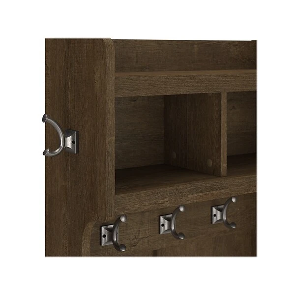 Kathy Ireland® Home By Bush Furniture Woodland 69" Hall Tree And Small Shoe Bench With 9 Shelves, Ash Brown (WDL008ABR) 6 Kathy Ireland® Home By Bush Furniture Woodland 69" Hall Tree And Small Shoe Bench With 9 Shelves, Ash Brown (WDL008ABR) - Image 6