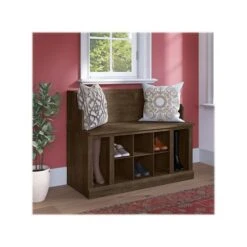 Kathy Ireland® Home By Bush Furniture Woodland 32" Entryway Bench With 2 Shelves, Ash Brown (WDL006ABR)