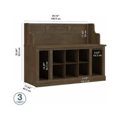 Kathy Ireland® Home By Bush Furniture Woodland 32" Entryway Bench With 2 Shelves, Ash Brown (WDL006ABR) 10 Kathy Ireland® Home By Bush Furniture Woodland 32" Entryway Bench With 2 Shelves, Ash Brown (WDL006ABR) -Prepa Furniture Shop sp117593050 s7