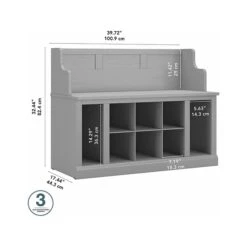 Kathy Ireland® Home By Bush Furniture Woodland 32" Entryway Bench With 8 Shelves, Cape Cod Gray (WDL006CG) -Prepa Furniture Shop sp117593058 s7
