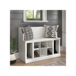 Kathy Ireland® Home By Bush Furniture Woodland 32" Entryway Bench With 2 Shelves, White Ash (WDL006WAS)