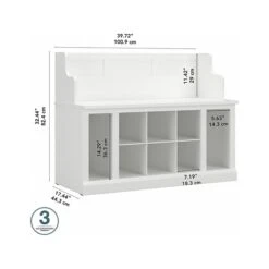 Kathy Ireland® Home By Bush Furniture Woodland 32" Entryway Bench With 2 Shelves, White Ash (WDL006WAS) 10 Kathy Ireland® Home By Bush Furniture Woodland 32" Entryway Bench With 2 Shelves, White Ash (WDL006WAS) -Prepa Furniture Shop sp117593066 s7
