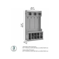 Kathy Ireland® Home By Bush Furniture Woodland 71" Hall Tree And Shoe Bench With 12 Shelves, Cape Cod Gray (WDL002CG) -Prepa Furniture Shop sp117593120 s7