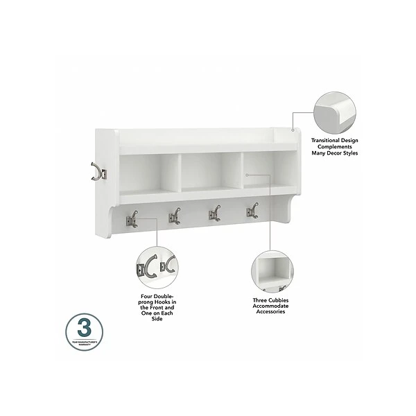 Kathy Ireland® Home By Bush Furniture Woodland 32" Shoe Storage Bench And Coat Rack With 12 Shelves, White Ash (WDL010WAS) 2 Kathy Ireland® Home By Bush Furniture Woodland 32" Shoe Storage Bench And Coat Rack With 12 Shelves, White Ash (WDL010WAS) - Image 2