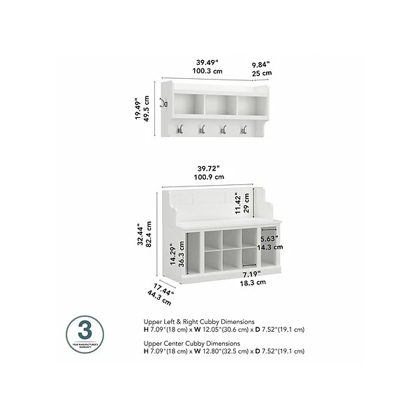 Kathy Ireland® Home By Bush Furniture Woodland 32" Shoe Storage Bench And Coat Rack With 12 Shelves, White Ash (WDL010WAS) 4 Kathy Ireland® Home By Bush Furniture Woodland 32" Shoe Storage Bench And Coat Rack With 12 Shelves, White Ash (WDL010WAS) - Image 4