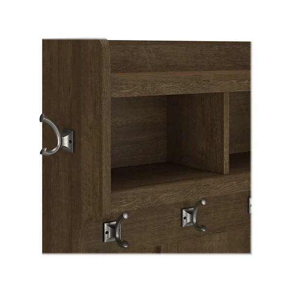 Kathy Ireland® Home By Bush Furniture Woodland 71" Hall Tree And Shoe Bench With 12 Shelves, Ash Brown (WDL002ABR) 6 Kathy Ireland® Home By Bush Furniture Woodland 71" Hall Tree And Shoe Bench With 12 Shelves, Ash Brown (WDL002ABR) - Image 6