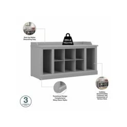 Kathy Ireland® Home By Bush Furniture Woodland 21" Shoe Storage Bench And Coat Rack, 12 Shelves, Cape Cod Gray (WDL004CG) 9 Kathy Ireland® Home By Bush Furniture Woodland 21" Shoe Storage Bench And Coat Rack, 12 Shelves, Cape Cod Gray (WDL004CG) -Prepa Furniture Shop sp117593553 s7