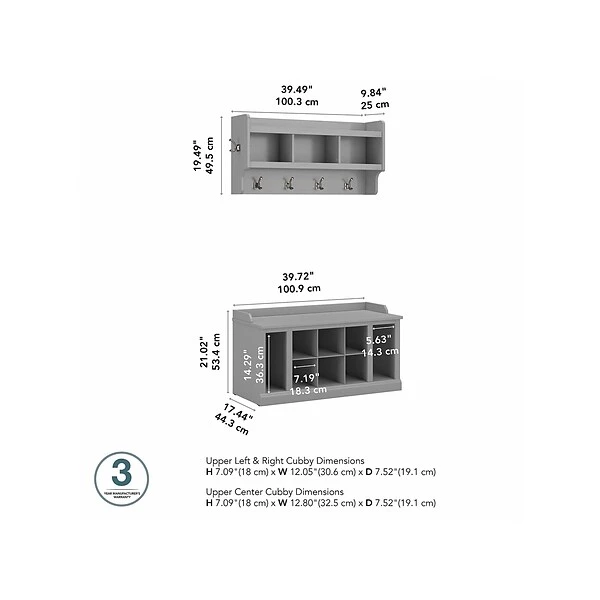 Kathy Ireland® Home By Bush Furniture Woodland 21" Shoe Storage Bench And Coat Rack, 12 Shelves, Cape Cod Gray (WDL004CG) 4 Kathy Ireland® Home By Bush Furniture Woodland 21" Shoe Storage Bench And Coat Rack, 12 Shelves, Cape Cod Gray (WDL004CG) - Image 4