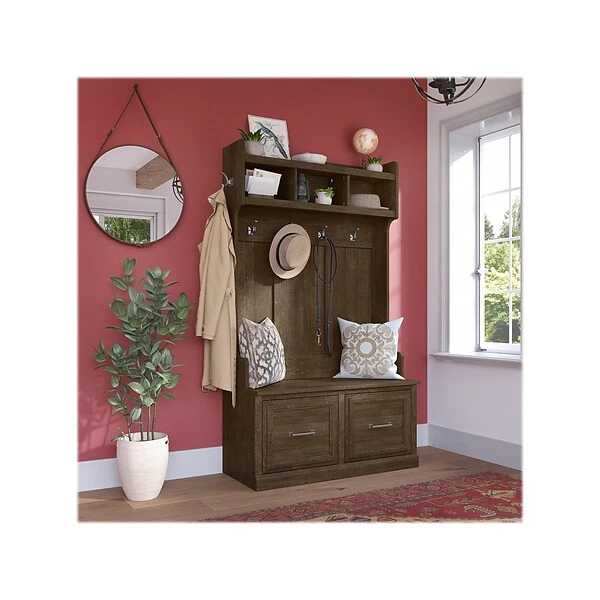 Kathy Ireland® Home By Bush Furniture Woodland 71" Hall Tree And Shoe Storage Bench With Doors, Ash Brown (WDL001ABR) 1 Kathy Ireland® Home By Bush Furniture Woodland 71" Hall Tree And Shoe Storage Bench With Doors, Ash Brown (WDL001ABR)