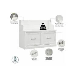 Kathy Ireland® Home By Bush Furniture Woodland 32" Shoe Storage Bench And Coat Rack With 4 Shelves, White Ash (WDL009WAS) 9 Kathy Ireland® Home By Bush Furniture Woodland 32" Shoe Storage Bench And Coat Rack With 4 Shelves, White Ash (WDL009WAS) -Prepa Furniture Shop sp117593586 s7