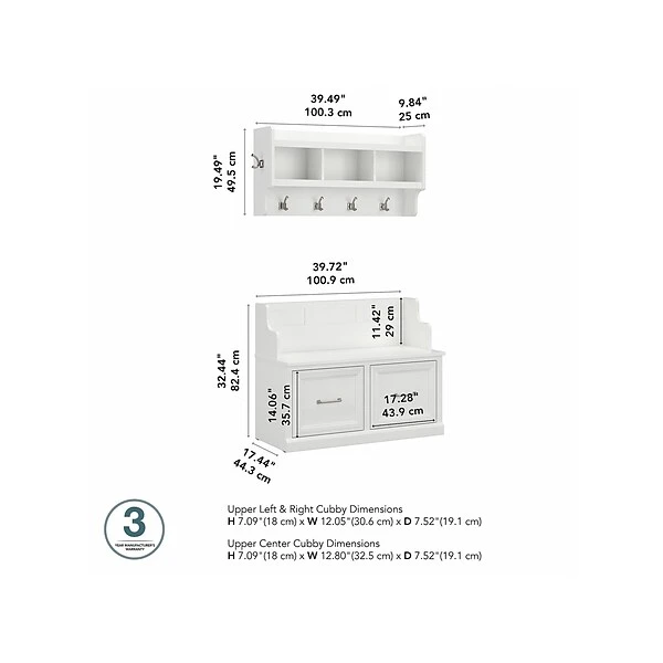 Kathy Ireland® Home By Bush Furniture Woodland 32" Shoe Storage Bench And Coat Rack With 4 Shelves, White Ash (WDL009WAS) 4 Kathy Ireland® Home By Bush Furniture Woodland 32" Shoe Storage Bench And Coat Rack With 4 Shelves, White Ash (WDL009WAS) - Image 4