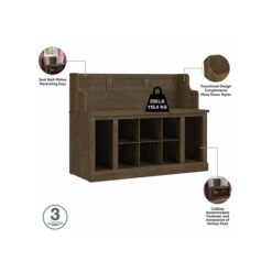 Kathy Ireland® Home By Bush Furniture Woodland 32" Shoe Storage Bench And Coat Rack With 12 Shelves, Ash Brown (WDL010ABR) 9 Kathy Ireland® Home By Bush Furniture Woodland 32" Shoe Storage Bench And Coat Rack With 12 Shelves, Ash Brown (WDL010ABR) -Prepa Furniture Shop sp117593594 s7