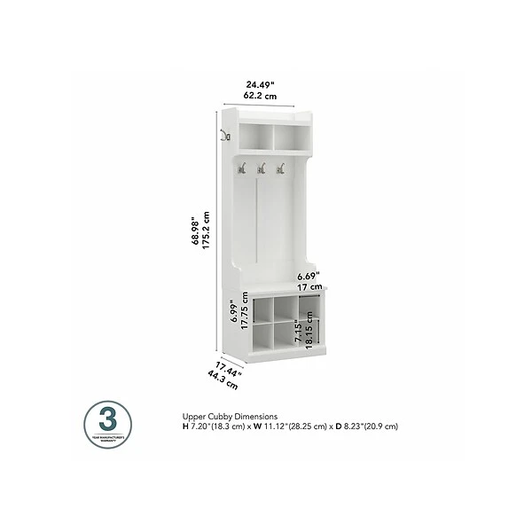 Kathy Ireland® Home By Bush Furniture Woodland 69" Shoe Storage Bench And Coat Rack With 4 Shelves, White Ash (WDL008WAS) 4 Kathy Ireland® Home By Bush Furniture Woodland 69" Shoe Storage Bench And Coat Rack With 4 Shelves, White Ash (WDL008WAS) - Image 4