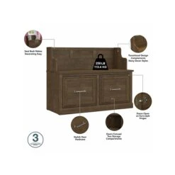 Kathy Ireland® Home By Bush Furniture Woodland 32" Shoe Storage Bench And Coat Rack With 4 Shelves, Ash Brown (WDL009ABR) -Prepa Furniture Shop sp117593621 s7