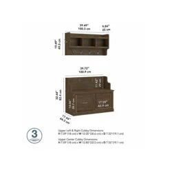 Kathy Ireland® Home By Bush Furniture Woodland 32" Shoe Storage Bench And Coat Rack With 4 Shelves, Ash Brown (WDL009ABR) -Prepa Furniture Shop sp117593622 s7