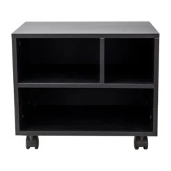 Mind Reader 3-Shelf Particle Board Mobile Printer Stand With Lockable Wheels, Black (MDFPCART-BLK)