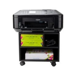 Mind Reader 3-Shelf Particle Board Mobile Printer Stand With Lockable Wheels, Black (MDFPCART-BLK) -Prepa Furniture Shop sp118858489 s7