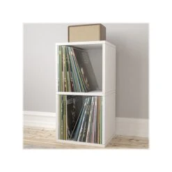 Way Basics 29.1" H X 15" W Eco 2-Shelf Modern Cube Storage And Vinyl Record Shelf, White (BS-SCUBE-2-WE) 8 Way Basics 29.1" H X 15" W Eco 2-Shelf Modern Cube Storage And Vinyl Record Shelf, White (BS-SCUBE-2-WE) -Prepa Furniture Shop sp123148562 s7