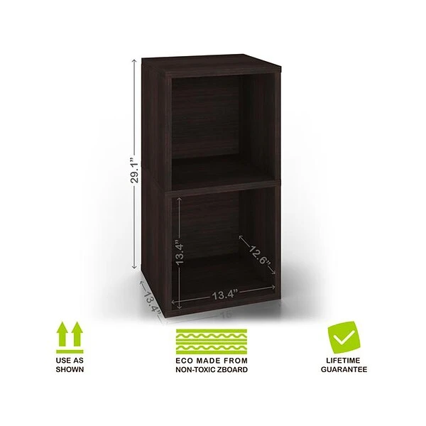 Way Basics 29.1" H X 15" W Eco 2-Shelf Modern Cube Storage And Vinyl Record Shelf, Espresso Wood Grain (BS-SCUBE-2-EO) 2 Way Basics 29.1" H X 15" W Eco 2-Shelf Modern Cube Storage And Vinyl Record Shelf, Espresso Wood Grain (BS-SCUBE-2-EO) - Image 2