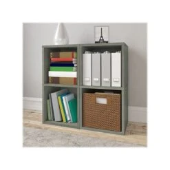 Way Basics 29.1" H X 15" W Eco 2-Shelf Modern Cube Storage And Vinyl Record Shelf, Gray Wood Grain (BS-SCUBE-2-GY) -Prepa Furniture Shop sp123148589 s7