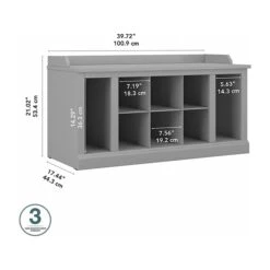 Kathy Ireland® Home By Bush Furniture Woodland Shoe Storage Bench With Shelves, 40", Cape Cod Gray (WDS240CG-03) -Prepa Furniture Shop sp123542753 s7