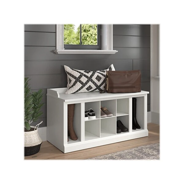 Kathy Ireland® Home By Bush Furniture Woodland Shoe Storage Bench With Shelves, 40", White Ash (WDS240WAS-03) 1 Kathy Ireland® Home By Bush Furniture Woodland Shoe Storage Bench With Shelves, 40", White Ash (WDS240WAS-03)