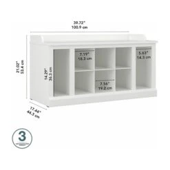 Kathy Ireland® Home By Bush Furniture Woodland Shoe Storage Bench With Shelves, 40", White Ash (WDS240WAS-03) 9 Kathy Ireland® Home By Bush Furniture Woodland Shoe Storage Bench With Shelves, 40", White Ash (WDS240WAS-03) -Prepa Furniture Shop sp123542762 s7