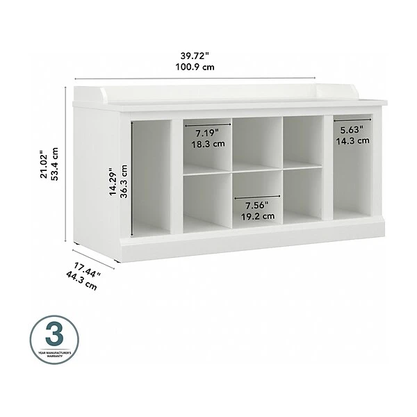 Kathy Ireland® Home By Bush Furniture Woodland Shoe Storage Bench With Shelves, 40", White Ash (WDS240WAS-03) 4 Kathy Ireland® Home By Bush Furniture Woodland Shoe Storage Bench With Shelves, 40", White Ash (WDS240WAS-03) - Image 4
