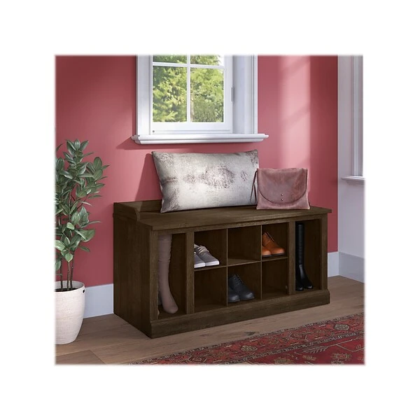 Kathy Ireland® Home By Bush Furniture Woodland Shoe Storage Bench With Shelves, 40", Ash Brown (WDS240ABR-03) 1 Kathy Ireland® Home By Bush Furniture Woodland Shoe Storage Bench With Shelves, 40", Ash Brown (WDS240ABR-03)