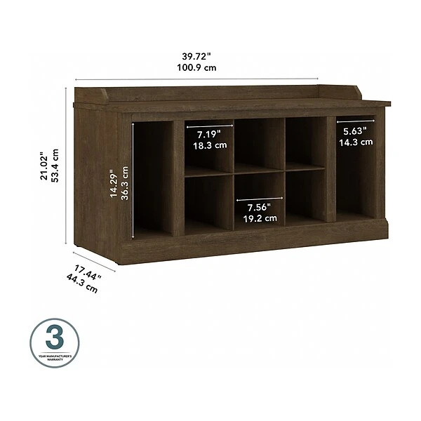 Kathy Ireland® Home By Bush Furniture Woodland Shoe Storage Bench With Shelves, 40", Ash Brown (WDS240ABR-03) 4 Kathy Ireland® Home By Bush Furniture Woodland Shoe Storage Bench With Shelves, 40", Ash Brown (WDS240ABR-03) - Image 4
