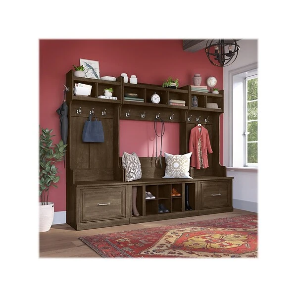 Kathy Ireland® Home By Bush Furniture Woodland Shoe Storage Bench With Shelves, 40", Ash Brown (WDS240ABR-03) 7 Kathy Ireland® Home By Bush Furniture Woodland Shoe Storage Bench With Shelves, 40", Ash Brown (WDS240ABR-03) - Image 7